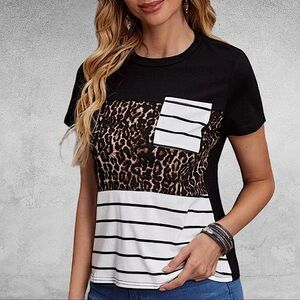 CHEETAH PRINT COLOR BLOCK TOP